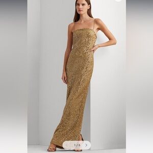 Lauren Ralph Lauren Strapless Gold Dress